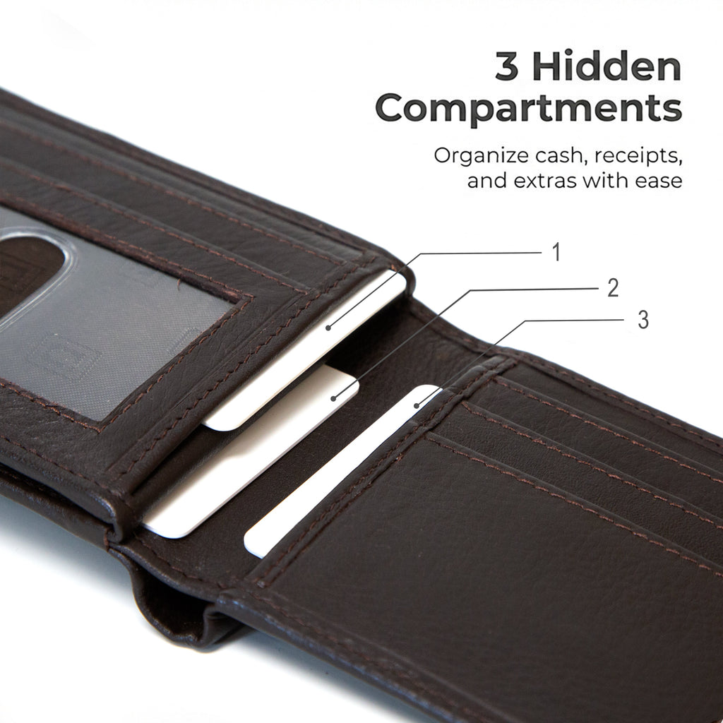 Mens RFID 10 Slot Bifold Wallet with ID Window